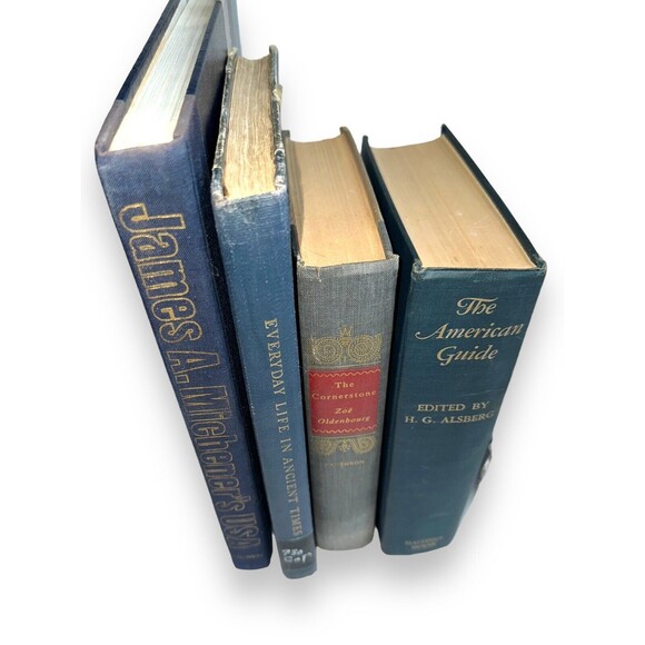 Vintage Decorative Books Shelf Staging Props Home Decor Set: BLUE OLD TONES - Picture 6 of 12